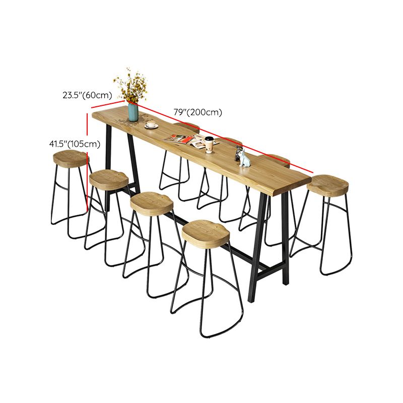 Solid Wood Rectangular Table, Modern Style Home Milk Tea Shop Bar Table