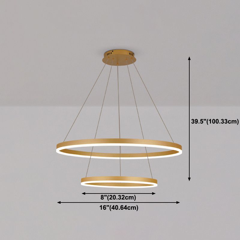 Nordic Layered Chandelier Metal Circle Chandelier Pendant for Living Room
