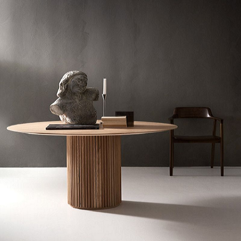 Eigentijdse ronde eettafel As vaste houten tafel met voetstukbasis voor eetkamer