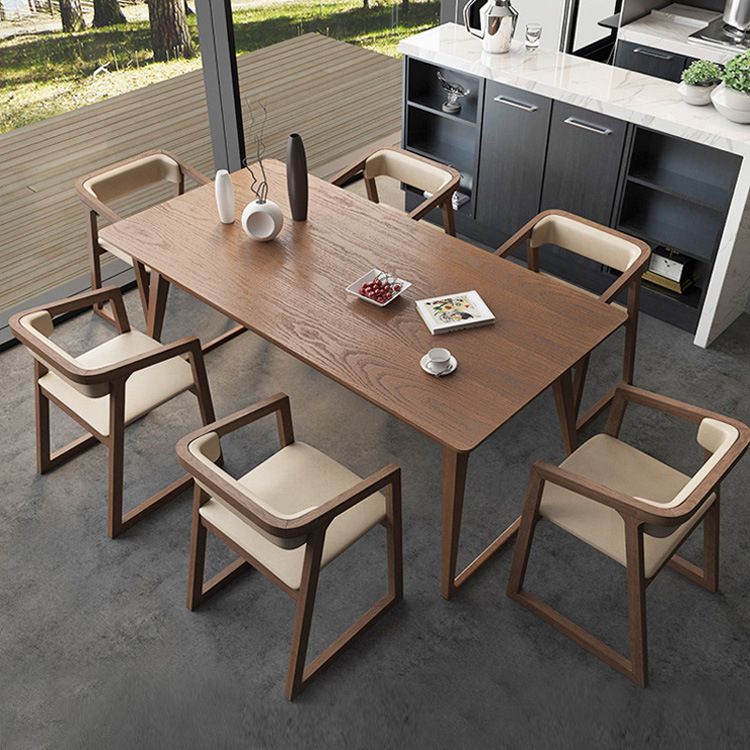 Pine Wood Dining Table Industrial Rectangle Table with Sled Base