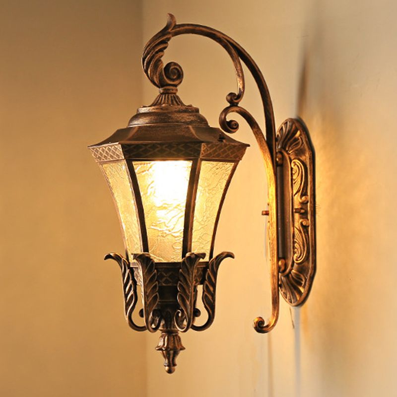 Dark Coffee 1-Head Sconce Lighting Farmhouse Metal Curving Wall Mount Lamp Fixture for Corner