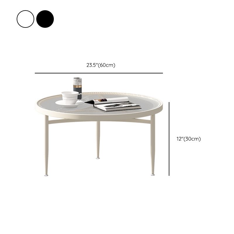 Iron 3 Legs Rectangle Cocktail Table Round Glass Top Coffee Table