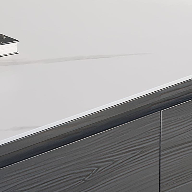 15"H Contemporary Cocktail Table Stone Rectangle Coffee Table