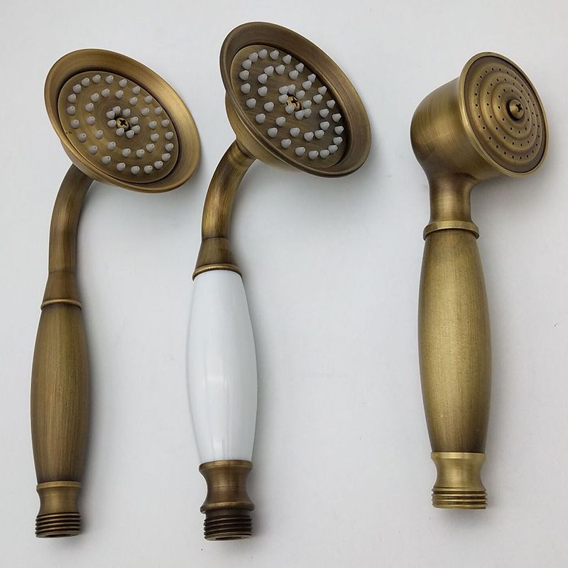 Traditional Handheld Shower Head with Hose Polished Brass Wall-Mount Showerhead