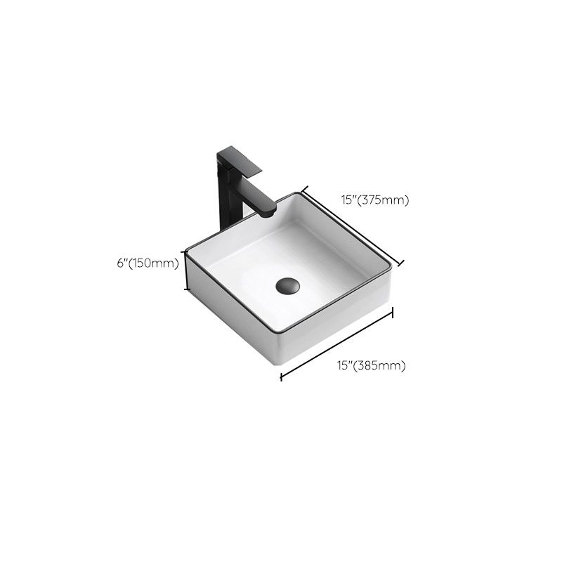 Bathroom Ceramic Sink Rectangular Rod Single Handle Faucet Sink