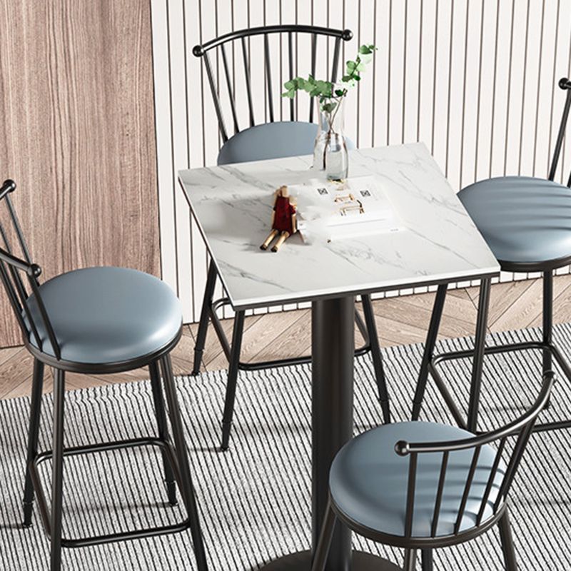 Modern 1/2/3/5 Pcs Bar Set with Square Pub Table and Metal Stools for Home