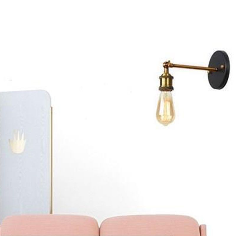 Retro Style Geometric Wall Light Metal Shade Black Wall Sconce for Restaurant