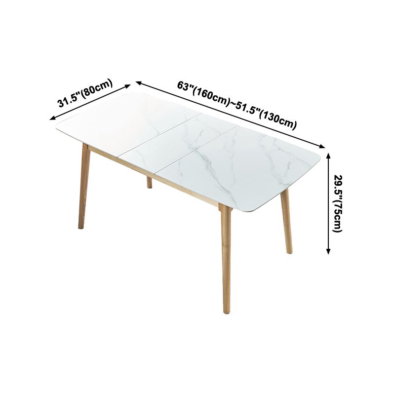 Minimalist Sintered Stone Dining Table White Extendable Dining Table for Kitchen