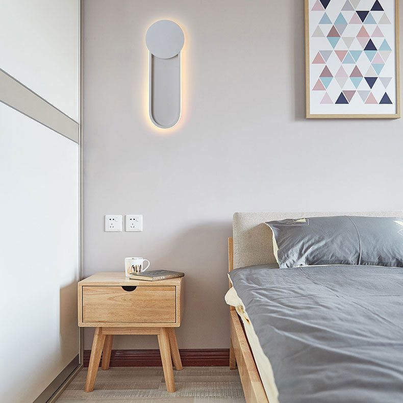 Modern Ellipse Wall Mount Lighting Metallic Wall Mounted Lighting for Living Room