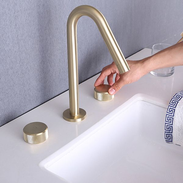 Widespread Modern Bathroom Faucet Knob Handle Gooseneck Vessel Faucet