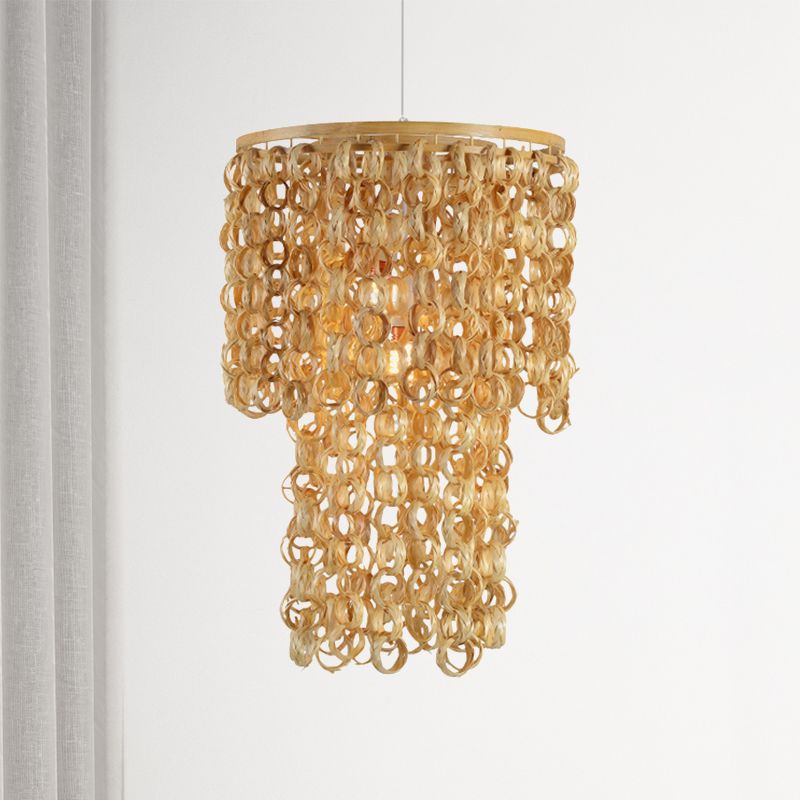 16 "/19.5" ancho de bambú de borbato colgante de lámpara de colgante de luz de luz individual china para el restaurante Dinging Room Restaurant