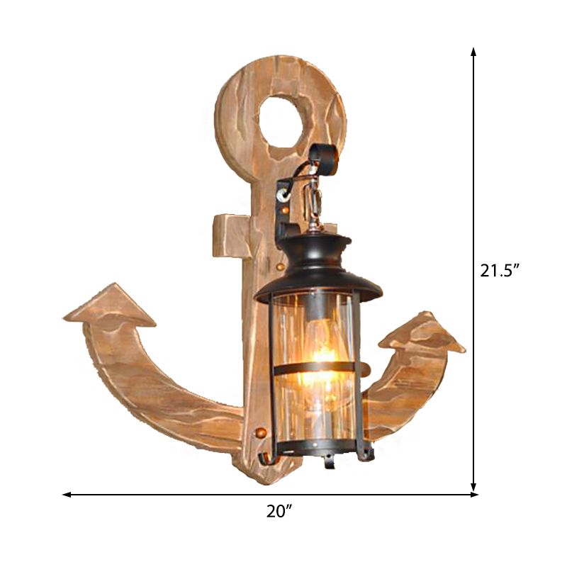 Industrial Cylinder Sconce Lamp Single Bulb Clear Glass Wall Mounted Light in Black with Cage