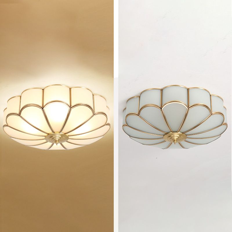 Multi Light Ceiling Lamp Colonial Style Glass Ceiling Lighting for Dining Room