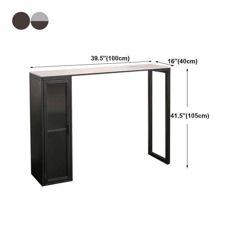 Bar Height Pub Table Modern Marble Rectangle Storage Indoor Counter Wine Table