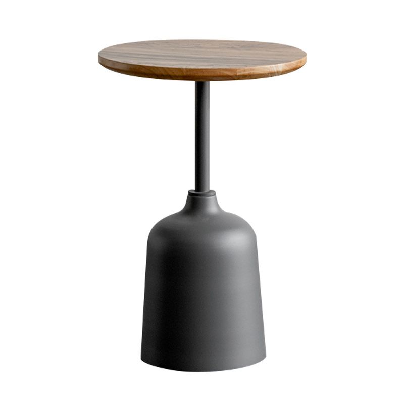Modernistic Pedestal End Table Slate/Wood Top Round Corner Table