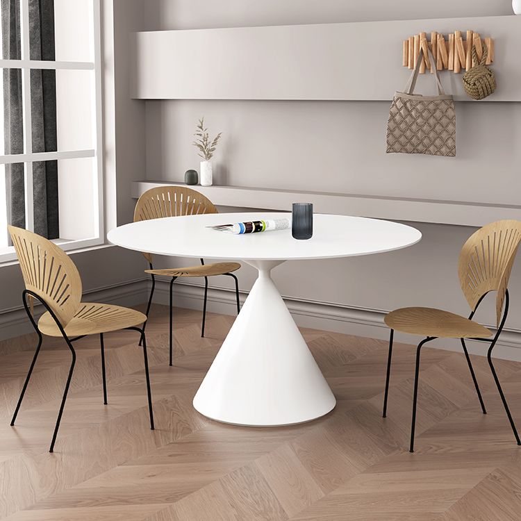 Contemporary Pedestal Dining Table Round Stone Furniture for Dining Room