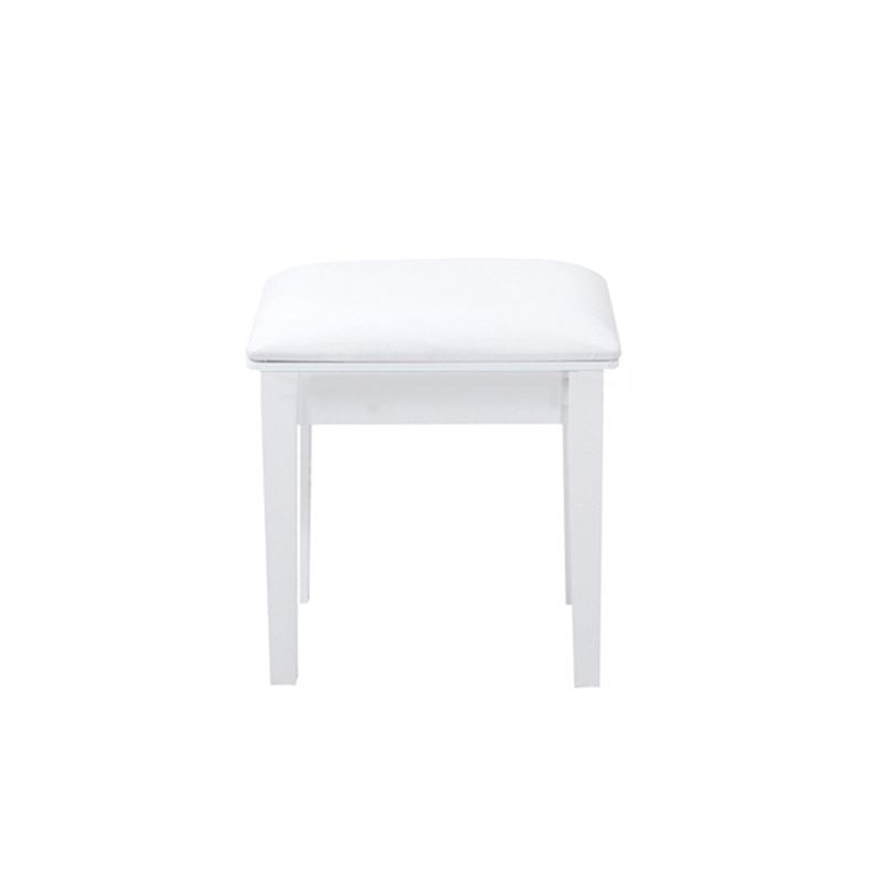 Flip Single Mirror Vanity Desk Double Drawers Straight Feet Dresser in White