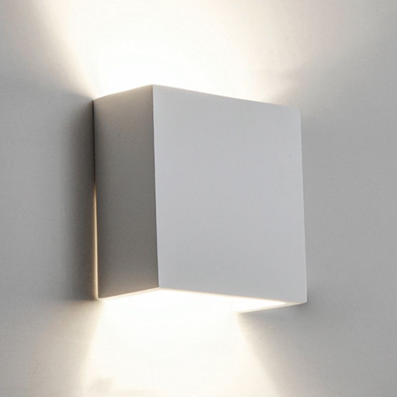 Metal Square Wall Light Fixture Minimalist in White for Bedroom
