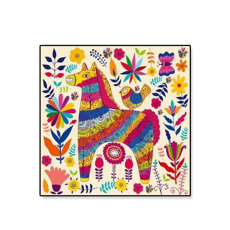 Bunter Cartoon-Wandkunst-Dekor-Illustrations-Tier-Leinwanddruck für Kinderzimmer