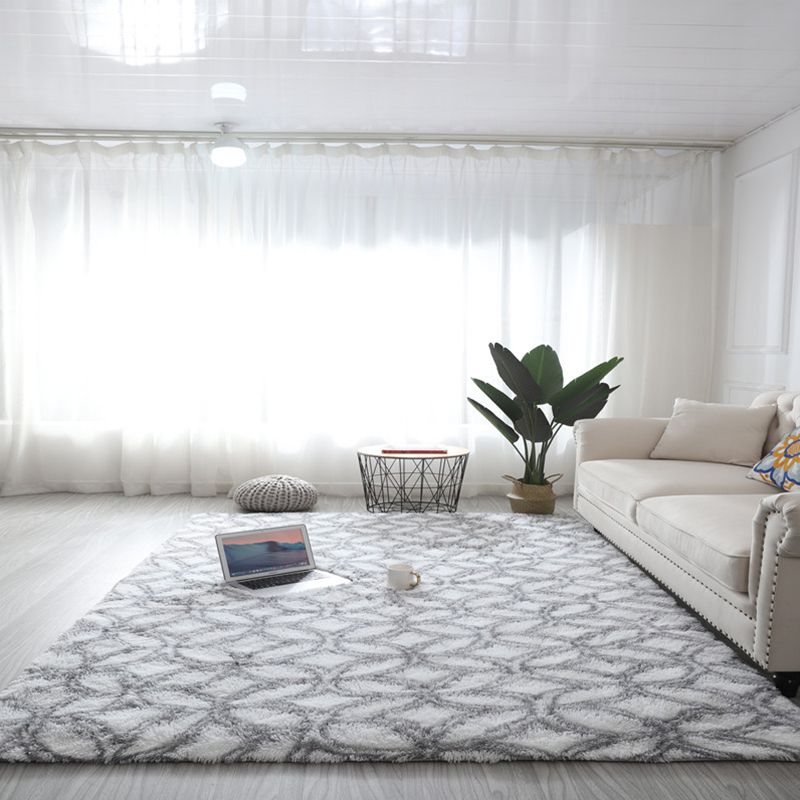 Relaxing Geometry Rug Multi Colored Modern Rug Shaggy Machine Washable Stain Resistant Non-Slip Backing Rug for Home