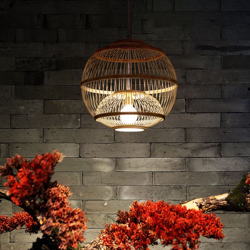 Bambus chinesische Hängende Deckenleuchte 1-Licht-Anhängerlicht für Teeberzimmer