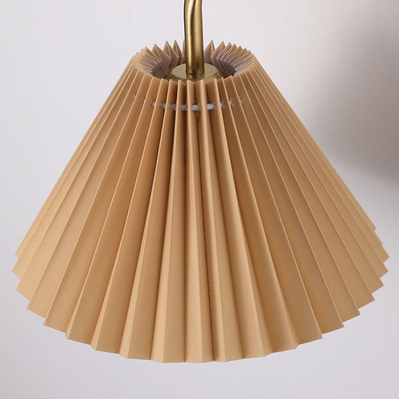 Metal Modern Wall Sconce Cone Shape Wall Light with Fabric Shade for Bedroom