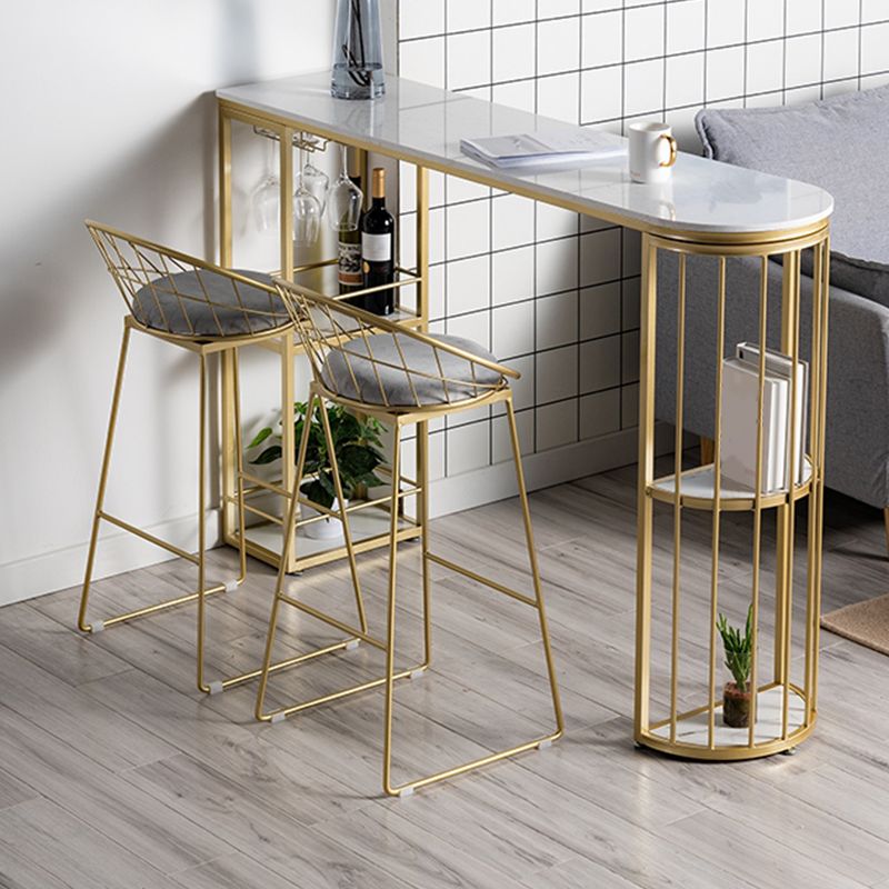 Round Low Back Dining Stools Armless Bar Stools with Metal Base