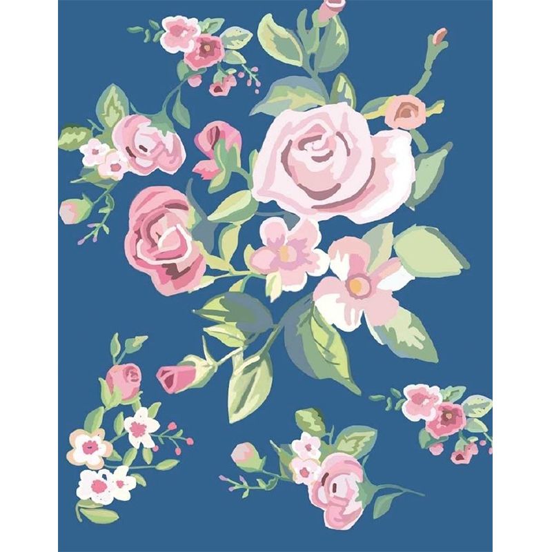 Contemporary Flower Blossom Wall Mural Pink Decorative Wall Covering for Living Room