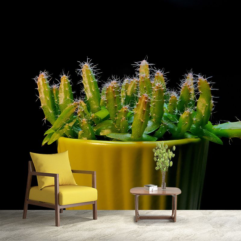 Prickly Cactus Minimalism Style Mural Wallpaper for Reading Room, Customized Size Available