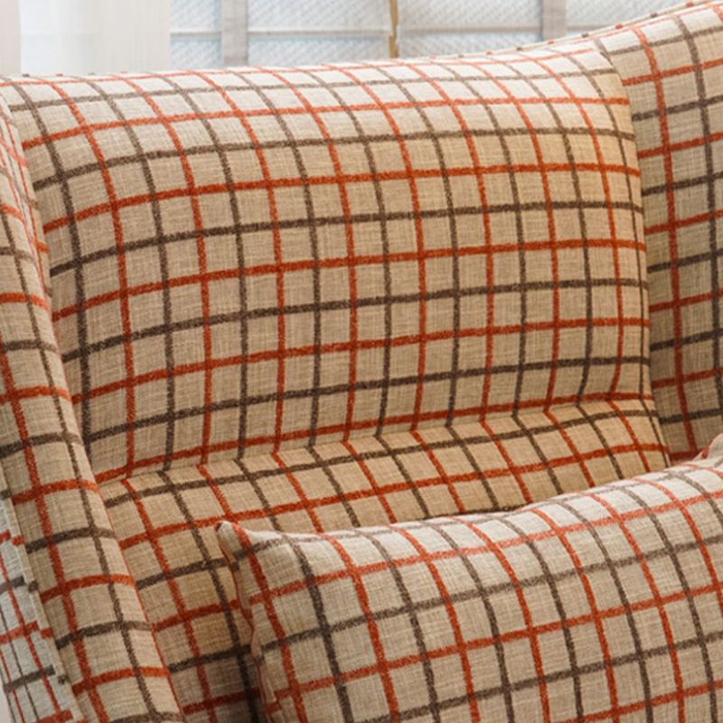 Fabric Lounge Chair Flared Arms Plaid Side Chair with Black Legs
