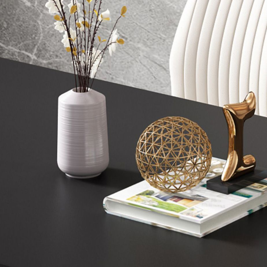 Modern Rectangle Dining Table Sintered Stone Table with Plastic Legs for Home Use