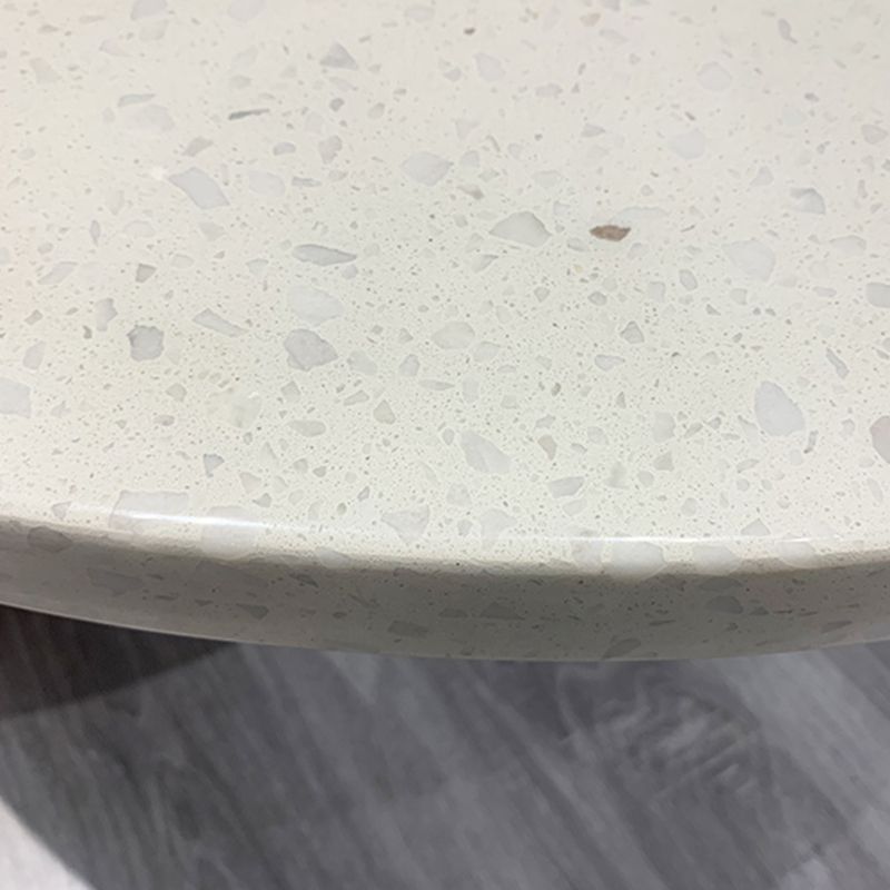Round Terrazzo 1 Single Coffee Table Modern Style Wooden 3 Legs Cocktail Table