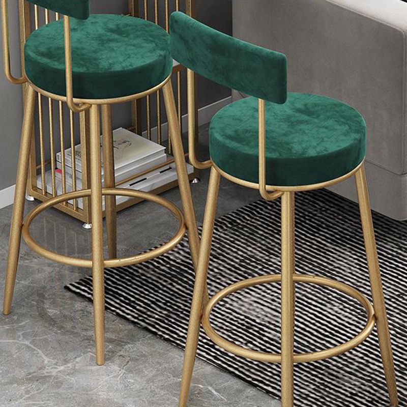 Metal Low Back Dining Stools Contemporary Armless Bar Stools with Cushion