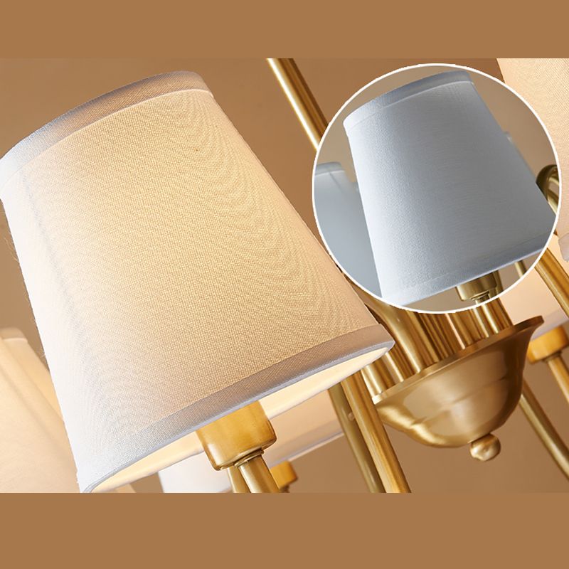 Cone Chandelier Light Fixture Traditional Fabric Shade Pendant Lighting for Restaurant