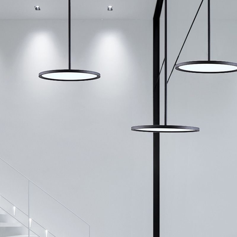 1 Light Round Suspension Pendant Modern Style Metal Down Lighting