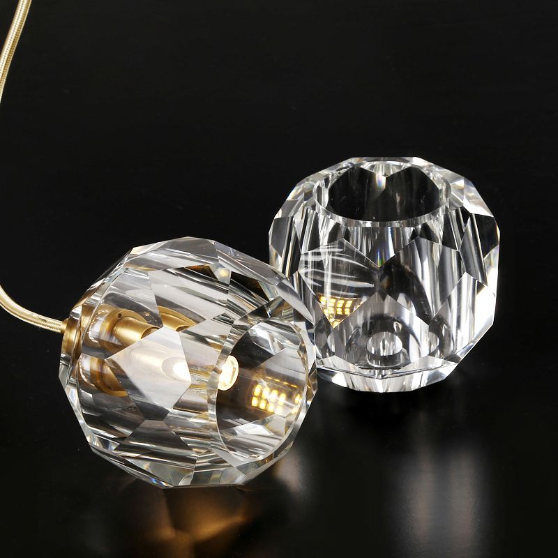 Bille en cristal facette suspendue lampe minimalisme en or