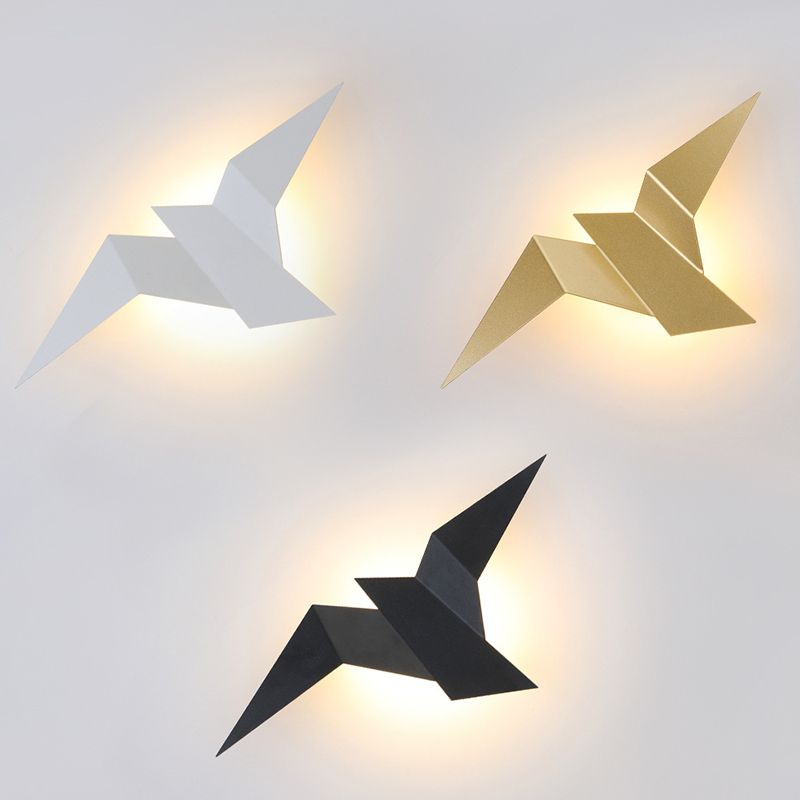 Lampada di fonce in metallo a forma di uccello origami Luce a parete a parete per soggiorno per soggiorno