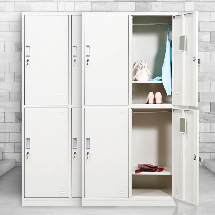 Contemporary Style Wardrobe Armoire White Color Steel Wardrobe Closet with Locks