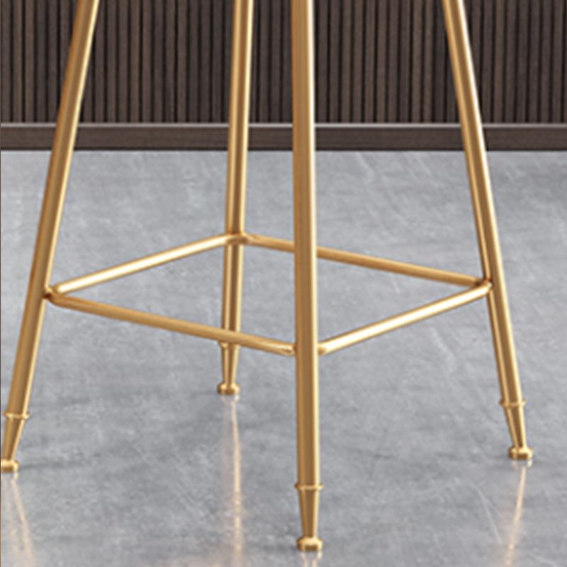 Nordic Glam Bar Stool Round Bar Stool for Home with Metal Legs