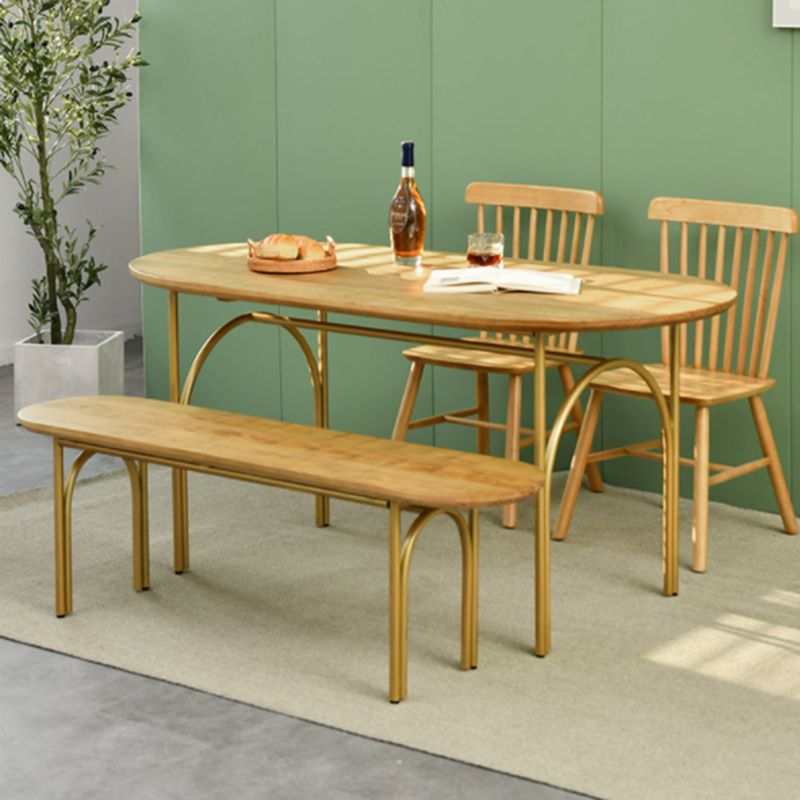 Modern Solid Wood Dinner Room Kitchen Table Oval Dinette Table in Natural
