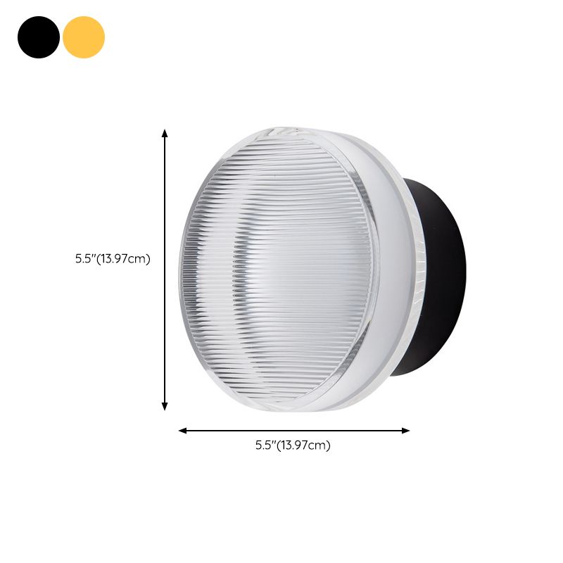 Round Interior LED Wall Mounted Sconce Clear Glass Wall Light in Black / Gold