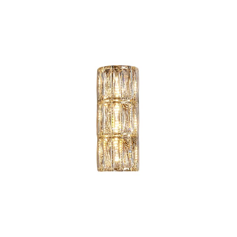 Cylinder Shade Wall Lamp Modern Style Crystal Shape Wall Mounted Lighting for Bedroom