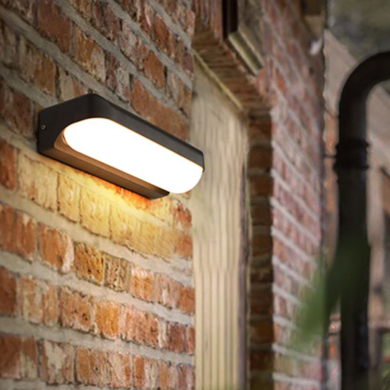 Capsule Flush Wall Sconce Modern Acrylic 1/2-Bulb Doorway Wall Mounted Lamp in Black