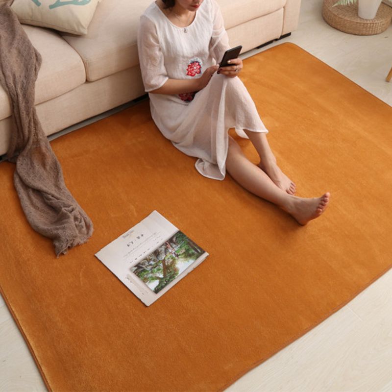 Simple Multi Color Plain Rug Polyster Relaxing Area Carpet Non-Slip Easy Care Washable Indoor Rug for Parlor