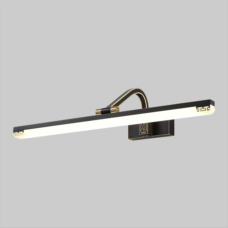 Elongated Dressing Table Vanity Lighting Metallic LED Contemporary Swing Arm Wall Lamp in Black