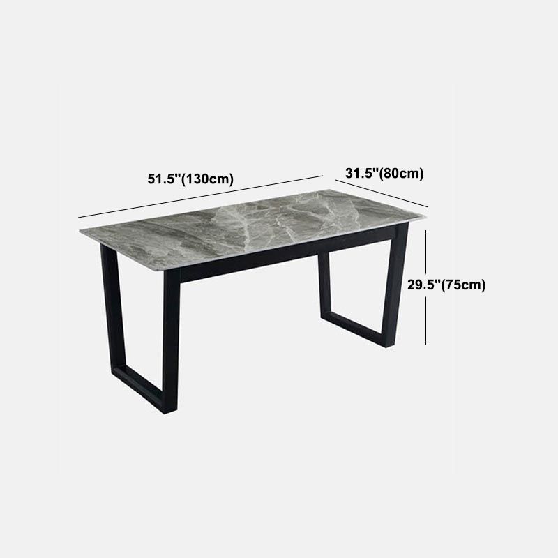Modern Sled Dining Table Grey Stone Rectangle Home Kitchen Dinner Furniture