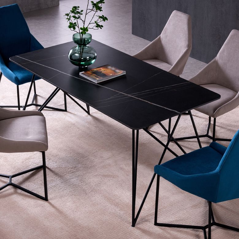 Stone Dining Site Table Industrial Style Rectangle Dining Table for Kitchen Home