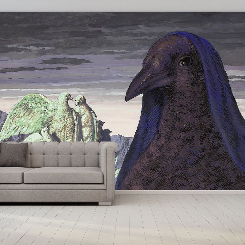 Big Pigeon The Messenger Murals Purple-Green Non-Woven Wall Covering, Washable, Custom Print