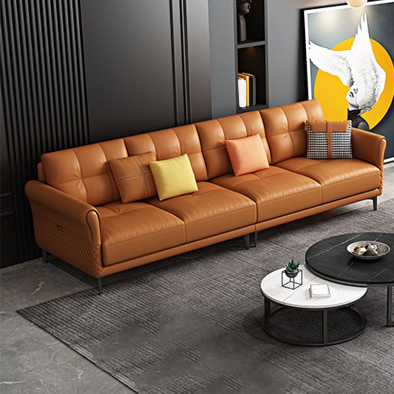 Contemporary Stain-Resistant Square Arm Stationary Cushion Back Sofa