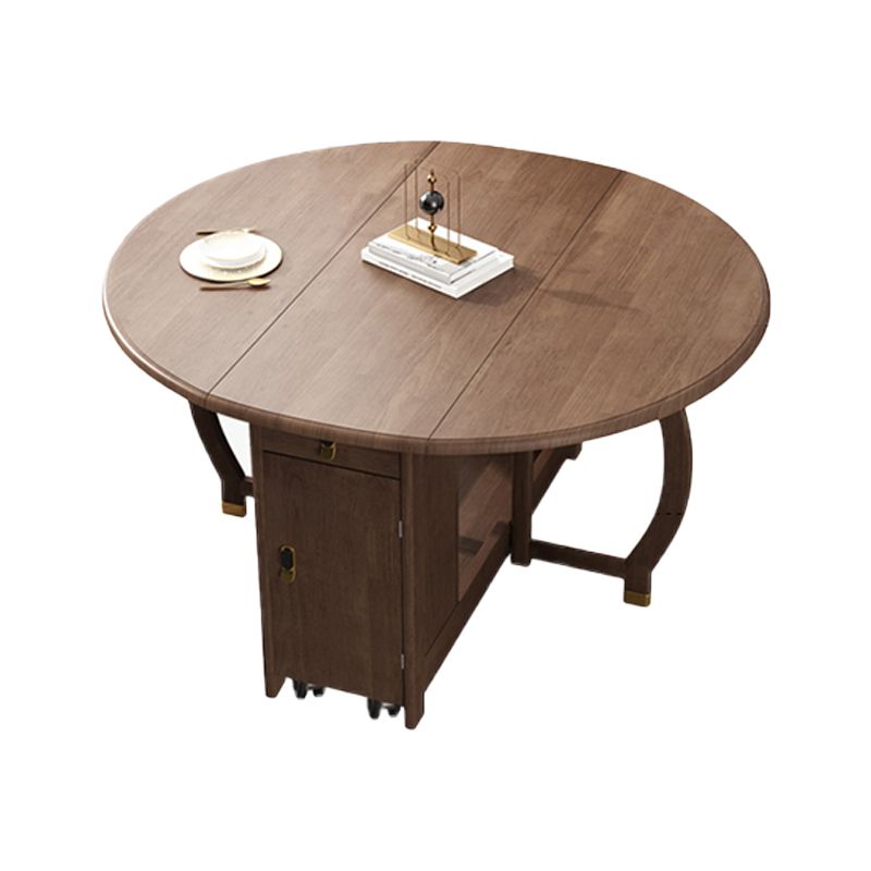 Table à manger pliable en bois d'hévéa, table ronde moderne et médiévale avec base sur tréteau de rangement